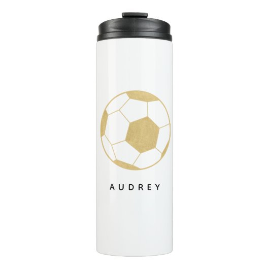Voetbalfeest Sport Custom Naam Gold Water Bottle Thermosbeker (Voorkant)