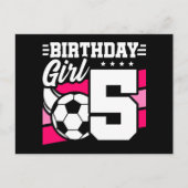 Voetbalfeestje 5e verjaardag meisje briefkaart (Voorkant)