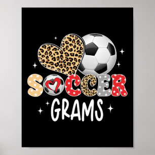 Voetbalgrammo's Cute Luipaard Hart Voetbalspeler L Poster