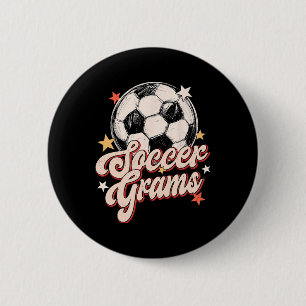 Voetbalgrammo's Groovy Retro Voetbalspeler Liefheb Ronde Button 5,7 Cm
