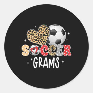 Voetbalgrammo's Schattig Luipaard Hart Voetbalspel Ronde Sticker