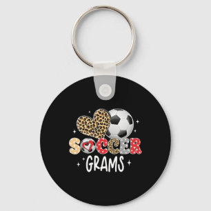 Voetbalgrammo's Schattig Luipaard Hart Voetbalspel Sleutelhanger