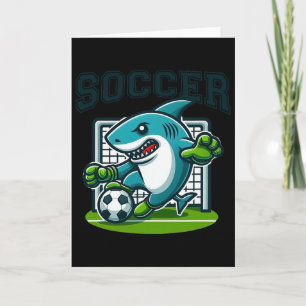 Voetbalhaai die voetball speelt kaart