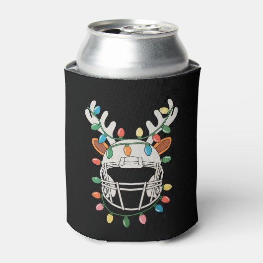 Voetbalhelm Kerstverlichting Rendier Kerstmis Blikjeskoeler (Blikje Voorkant)