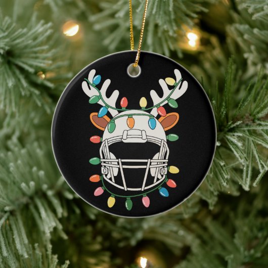 Voetbalhelm Kerstverlichting Rendier Kerstmis Keramisch Ornament (Boom)