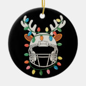 Voetbalhelm Kerstverlichting Rendier Kerstmis Keramisch Ornament (Voorkant)