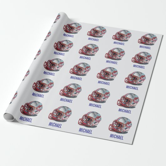 Voetbalhelm Pop Art Motiverende Naam Cadeaupapier (Uitgerold)