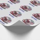 Voetbalhelm Pop Art Motiverende Naam Cadeaupapier (Hoek)