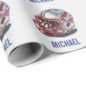 Voetbalhelm Pop Art Motiverende Naam Cadeaupapier (Rol Hoek)