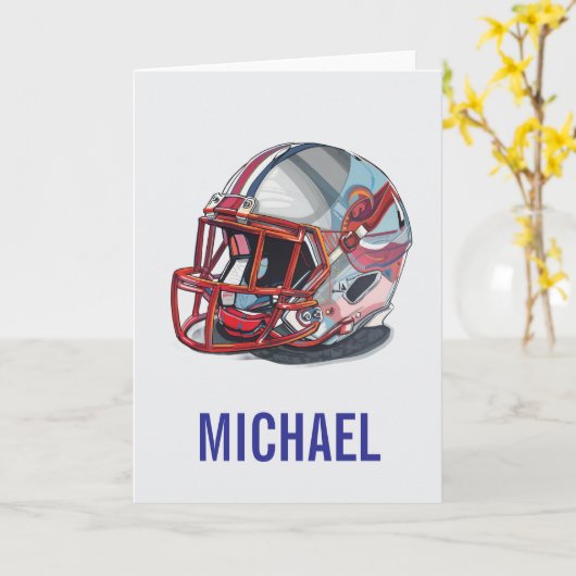 Voetbalhelm Pop Art Motiverende Naam Kaart (Gele Bloem)