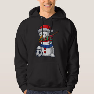 Voetbaljongen Dabbing Sneeuwman Kerst Nederland F Hoodie