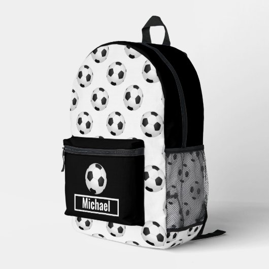Voetbaljongens rugzak met eigen naam (Achterkant Hoek Rechts)