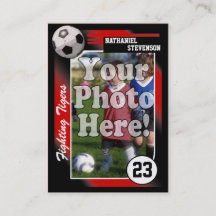 Voetbalkaart, rood Visitekaartje, formaat