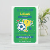 Voetbalkampioen 1e verjaardag uitnodiging (Staand voorkant)
