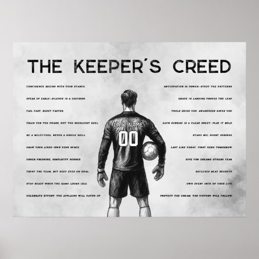 Voetbalkeeper gepersonaliseerde Keeper's Creed Poster (Voorkant)