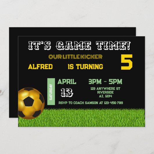 Voetbalkicker Uitnodiging Verjaardag (Voorkant / Achterkant)