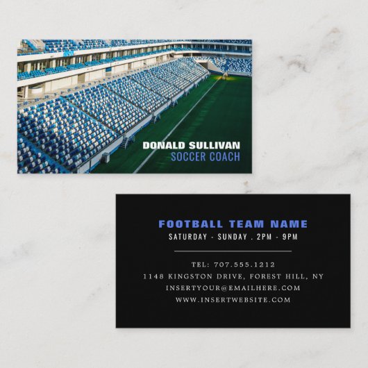 Voetbalkstadion, voetzoekerspeler/coach/Ref Visitekaartje (Voorkant / Achterkant)