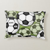 Voetballen Black & White Boy Kinder Name Number Accent Kussen (Achterkant)