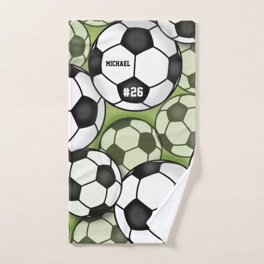 Voetballen Black & White Boy Kinder Name Number Bad Handdoek (Handdoek)