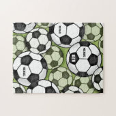 Voetballen Black & White Boy Kinder Name Number Legpuzzel (Horizontaal)