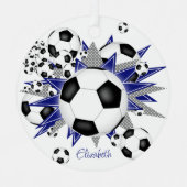 voetballen blauw grijze sterren metalen ornament (Voorkant)