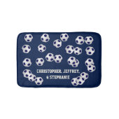 Voetballen blauw, naam, badkamerdecor badmat (Voorkant)