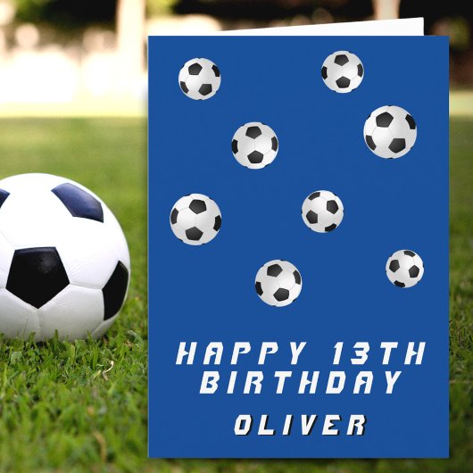Voetballen Blue Boy Happy Birthday Kaart