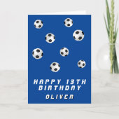 Voetballen Blue Boy Happy Birthday Kaart (Voorkant)
