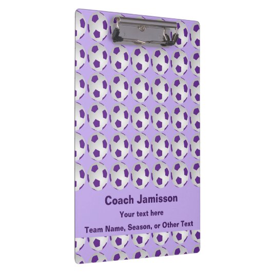 Voetballen, coachnaam, Paars en wit Klembord (Rechts)