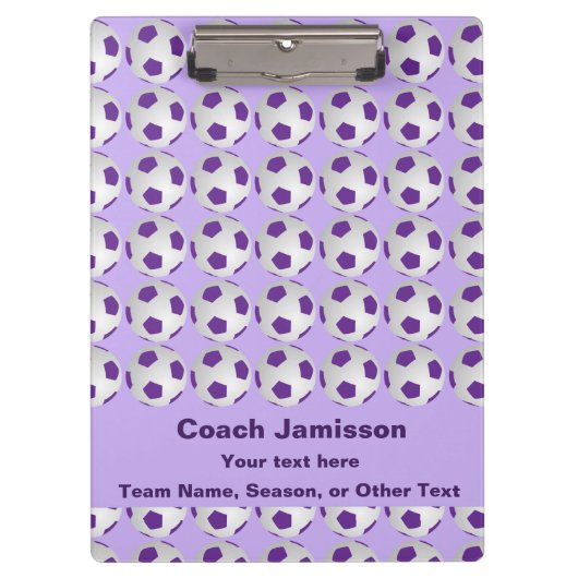 Voetballen, coachnaam, Paars en wit Klembord (Voorkant)
