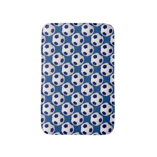 Voetballen Diagonaal, Blauw, Deksel Badmat (Voorkant Verticaal)