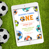 Voetballen EEN Eerste verjaardagsuitnodiging Kaart