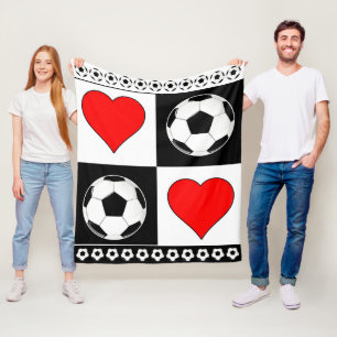 voetballen en harten Kute Fleece Blanket voor vent Deken