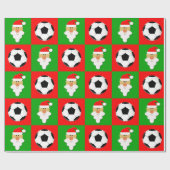Voetballen en kerstmis rood en groen kerstfeest cadeaupapier (Vlak)