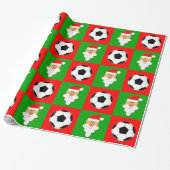 Voetballen en kerstmis rood en groen kerstfeest cadeaupapier (Uitgerold)