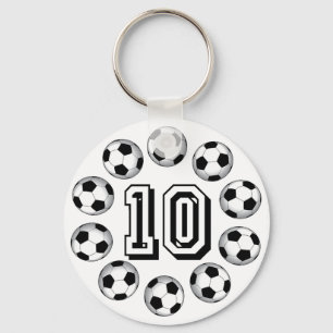 VOETBALLEN EN NUMMER 10 SLEUTELHANGER