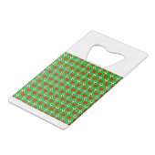 Voetballen en rode hartentekening creditkaart flessenopener (Achterkant Gekanteld)