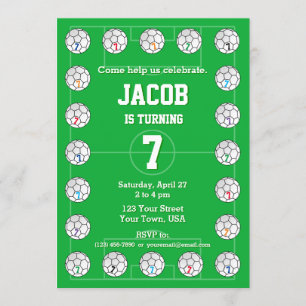 Voetballen en voetbalveld Verjaardag Kaart