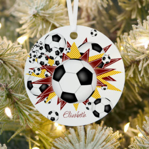 voetballen gouden sterren metalen ornament