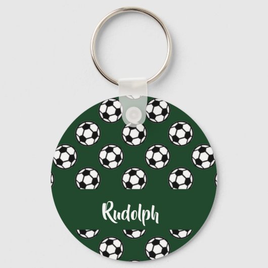 Voetballen groen patroon sleutelhanger (Voorkant)