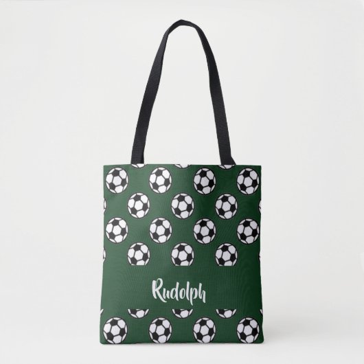 Voetballen groen patroon tote bag (Voorkant)