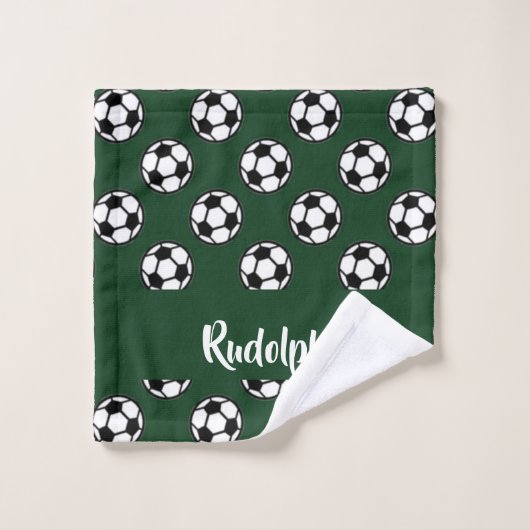 Voetballen groen patroon washandje (Wasdoekje)