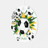 voetballen groene gouden sterren meisjes sport metalen ornament (Voorkant links)