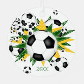 voetballen groene gouden sterren meisjes sport metalen ornament (Achterkant)