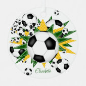 voetballen groene gouden sterren meisjes sport metalen ornament (Voorkant)