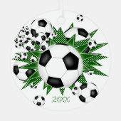 voetballen groene sterren meisjes sport metalen ornament (Achterkant)