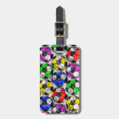 VOETBALLEN IN CHAOTISCHE KLEUR BAGAGELABEL (Voorkant verticaal)