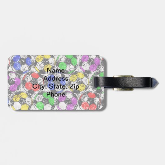 VOETBALLEN IN CHAOTISCHE KLEUR BAGAGELABEL (Achterkant horizontaal)