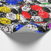 VOETBALLEN IN CHAOTISCHE KLEUR CADEAUPAPIER (Hoek)