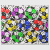 VOETBALLEN IN CHAOTISCHE KLEUR CADEAUPAPIER (Vlak)